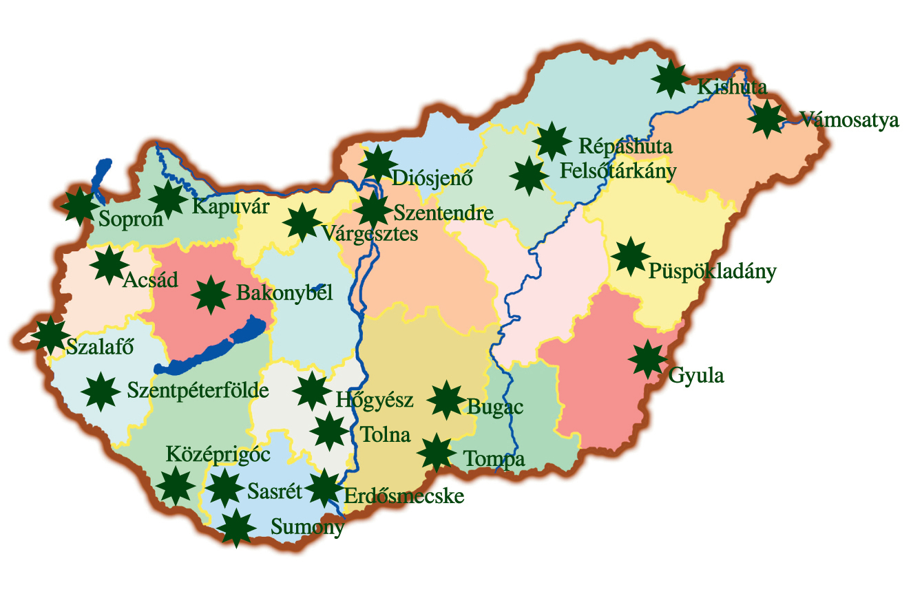 Erdészeti fénycsapda hálózat térképe